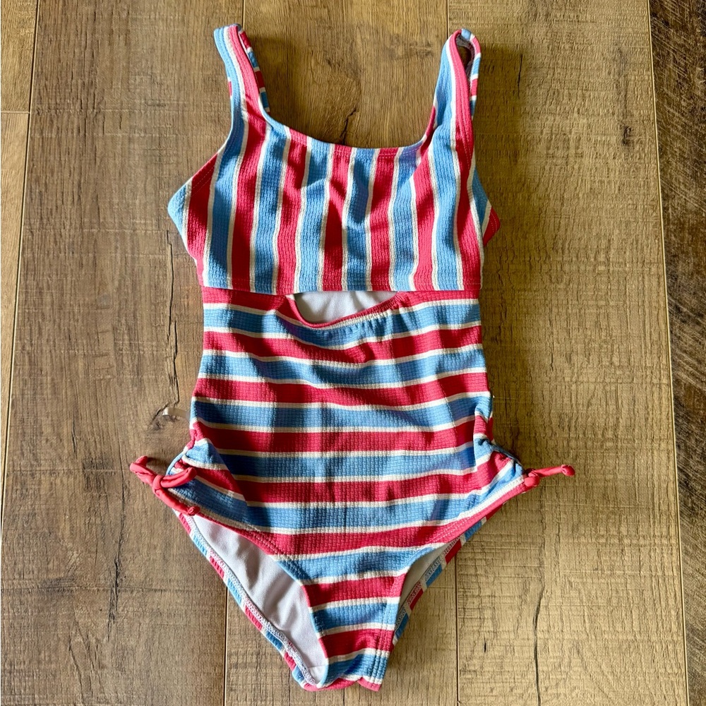 Girls size 6 Art Class one piece swimsuit in red, white, and blue
